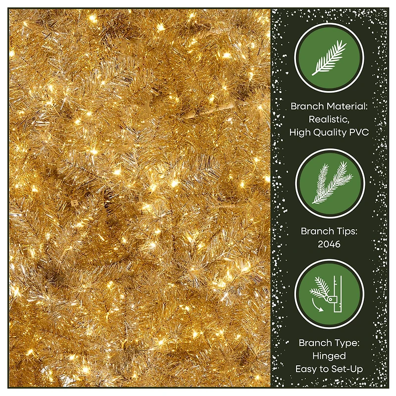 9ft. Pre-Lit Platinum Metallic Artificial Christmas Tree, White LED Lights