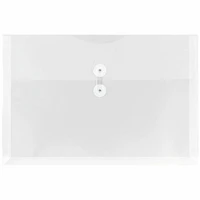JAM Paper 9.75" x 14.5" Clear Plastic Button & String Closure Booklet Envelopes, 24ct.