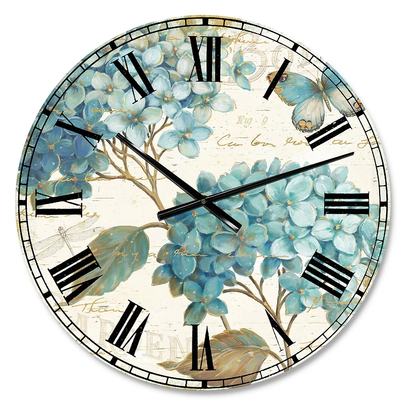 Designart 'Butterfly Blue Garden I Traditional Wall Clock