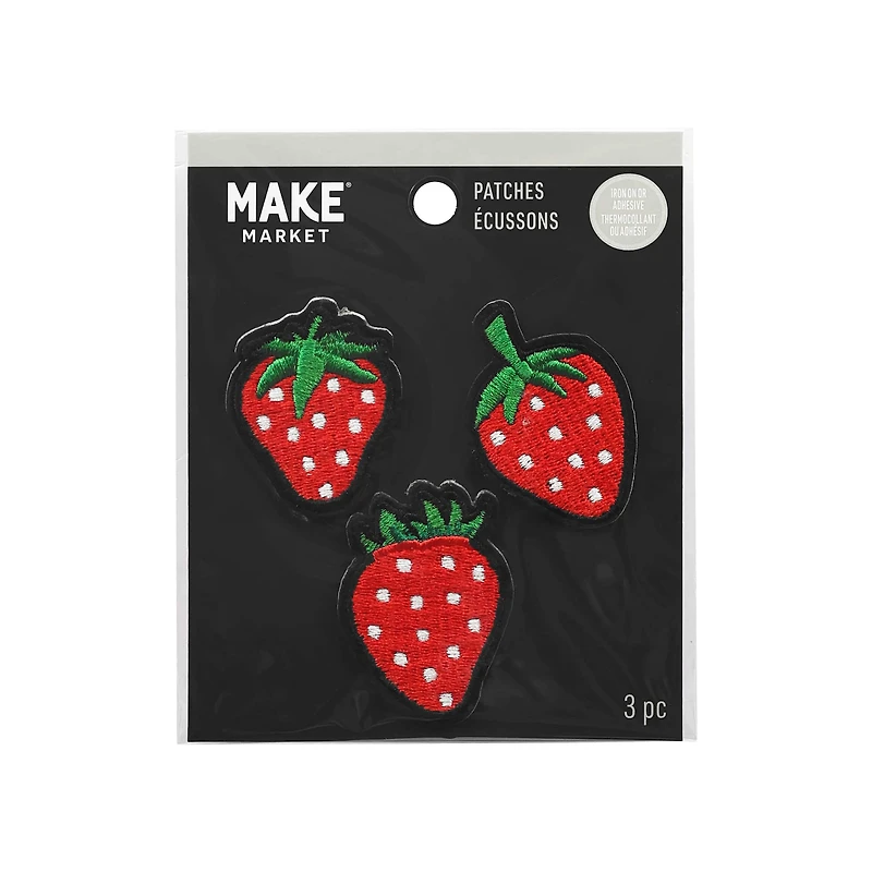 Embroidered Strawberry Iron On Patches, 3ct. by Make Market®