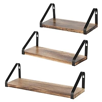 NEX™ Brown Rustic Wood Floating Shelves Set