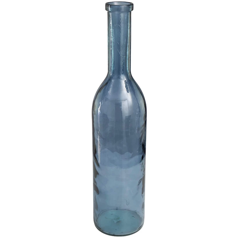 30" Blue Recycled Glass Tall Spanish Bottleneck Vase