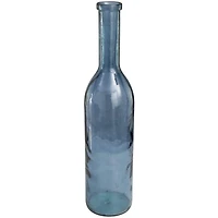 30" Blue Recycled Glass Tall Spanish Bottleneck Vase