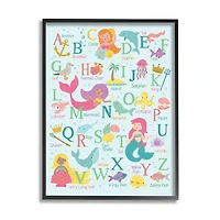 Stupell Industries Kid's Mermaid Alphabet Beach Fantasy ABC Typography in Frame Wall Art