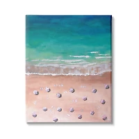 Stupell Industries Warm Blue Tide Umbrella Beach Coastal Landscape Painting Canvas Wall Art