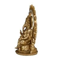 11.75" Golden Ganesh Eclectic Tabletop Sculpture