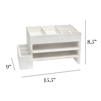 Elegant Designs Whitewash Wood Cubbies & Letter Tray Desk Organizer