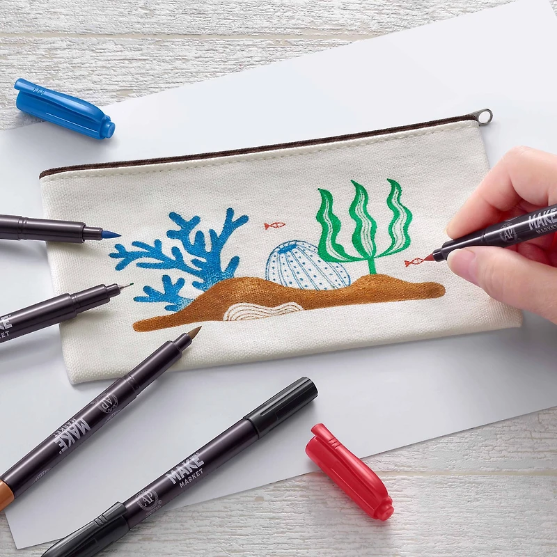 6 Packs: 6 ct. (36 total) Dual Tip Fabric Ink Markers by Make Market®