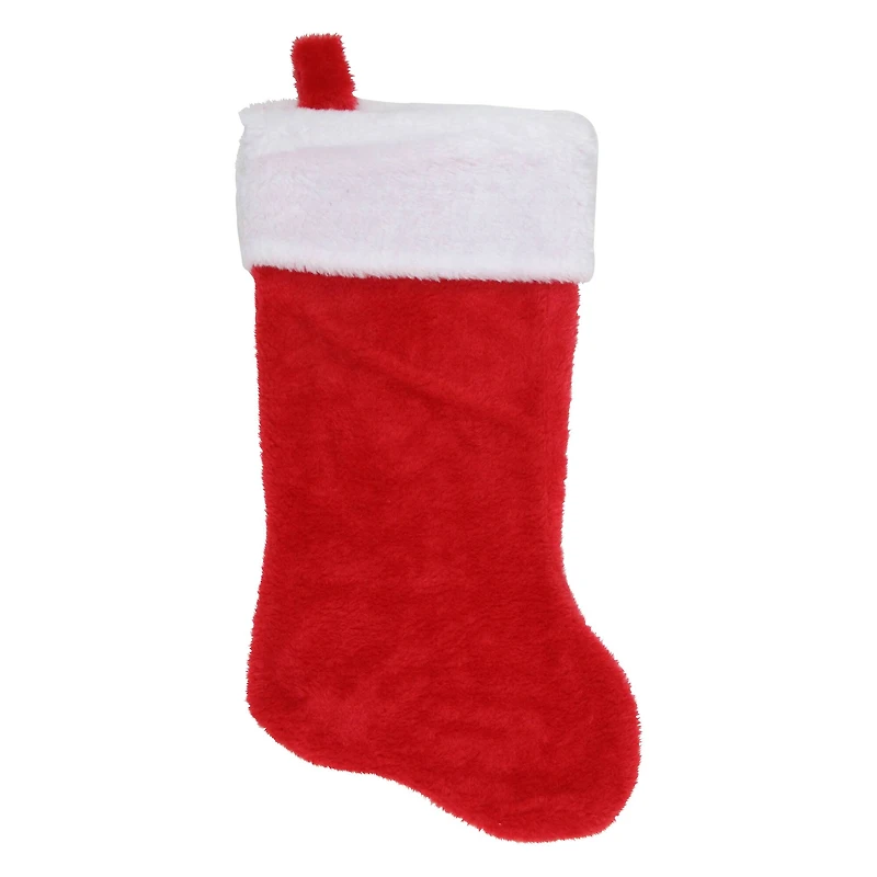 17.5" Traditional Red & White Plush Christmas Stocking