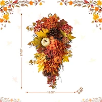 Glitzhome® 27" Fall Dahlia, Pumpkin, Leaf & Berry Swag