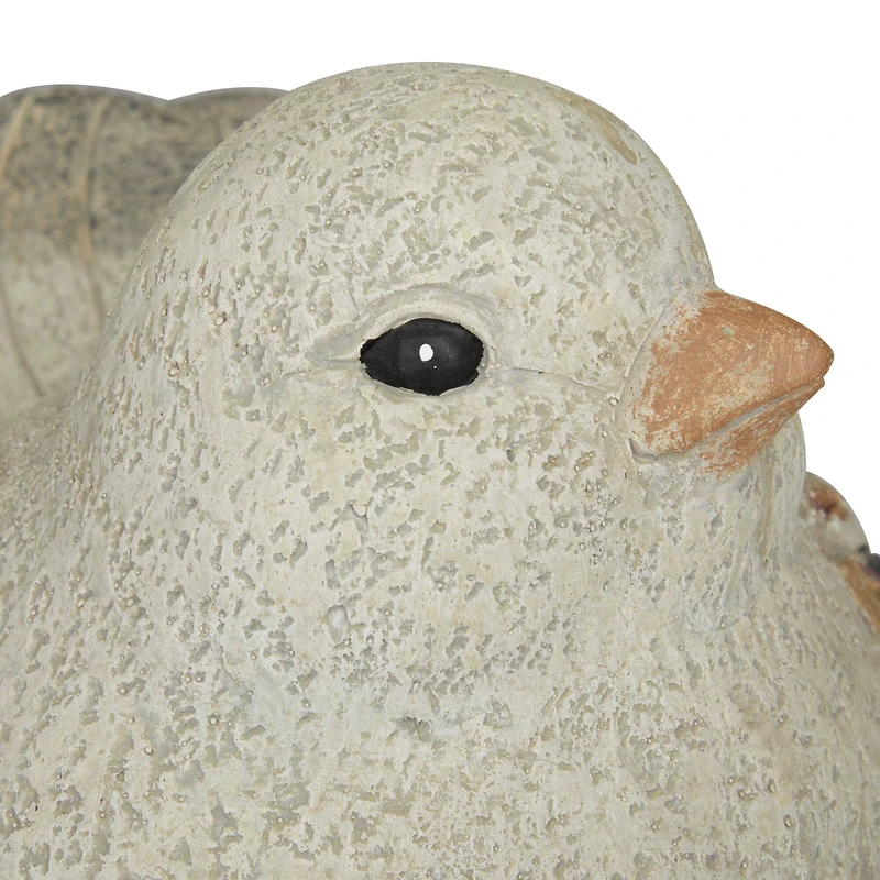 12" Gray Stone Farmhouse Bird Garden Sculpture Set