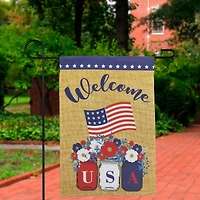 18" USA Floral Mason Jars Welcome Garden Flag