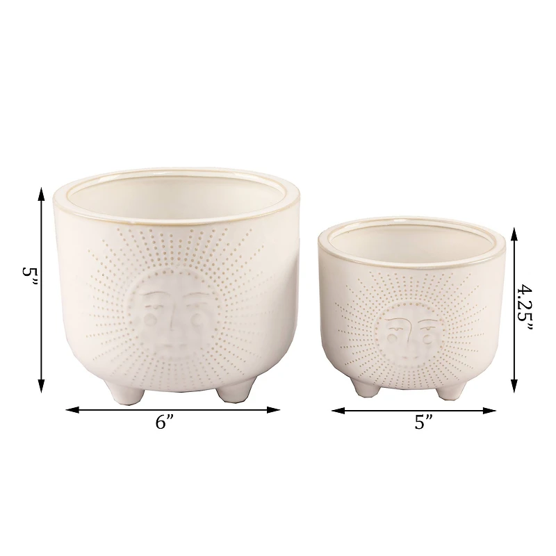 Flora Bunda® Ivory Sunny Ceramic Footed Planter Set