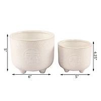Flora Bunda® Ivory Sunny Ceramic Footed Planter Set