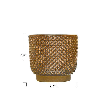 Hello Honey® 8" Multicolor Embossed Stoneware Planter with Scale Design