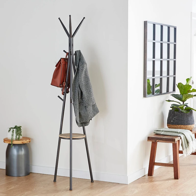 72" Gray Metal Modern Coat Rack