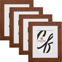Craig Frames 4 Pack: Bauhaus 125 Dark Walnut Picture Frame with Mat