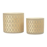 Hello Honey® Gold Stoneware Pots with Geometric Pattern Set