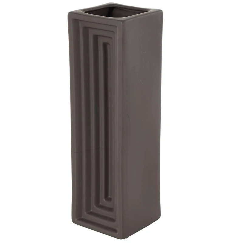 15" Black Rectangular Ceramic Vase