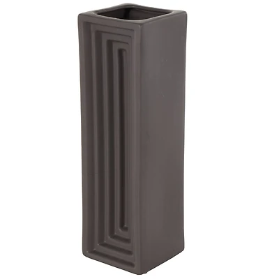 15" Black Rectangular Ceramic Vase