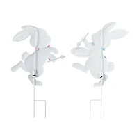 Glitzhome® Set of 2 Easter Metal Bunny Painter Yard Stake