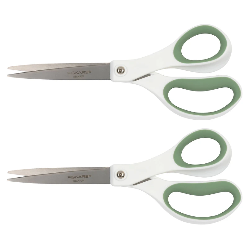 Fiskars® 8" Green & White Scissors, 2ct.