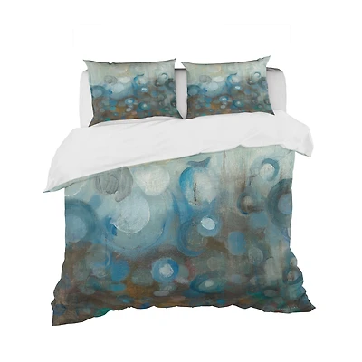 Designart 'Blue and Bronze Dots on Glass I' Geometric Bedding Set