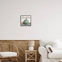 Stupell Industries Thankful Autumn Floral Pumpkin Framed Giclee Art