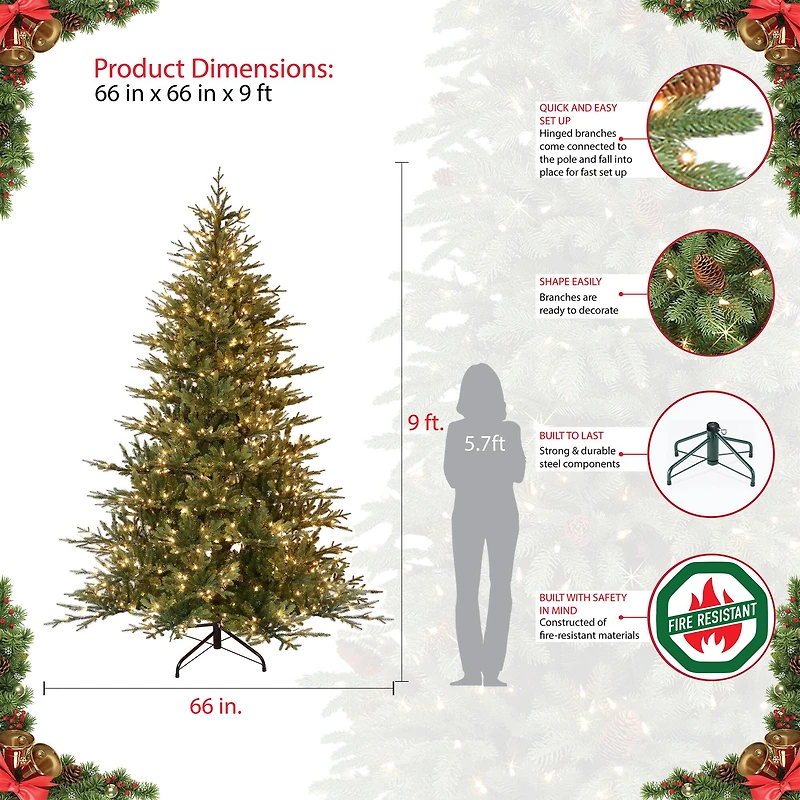 9ft. Pre-Lit Balsam Fir Artificial Christmas Tree, Clear Lights