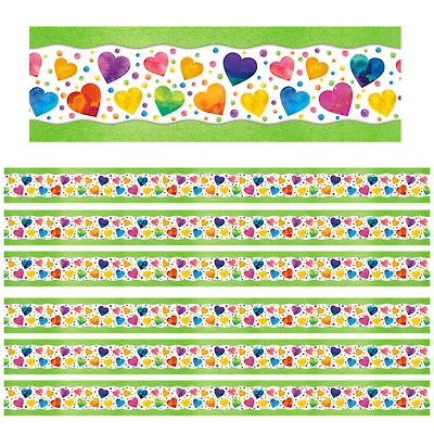 North Star Teacher Resources All Around the Board Watercolor Hearts Trimmer, 276ft.