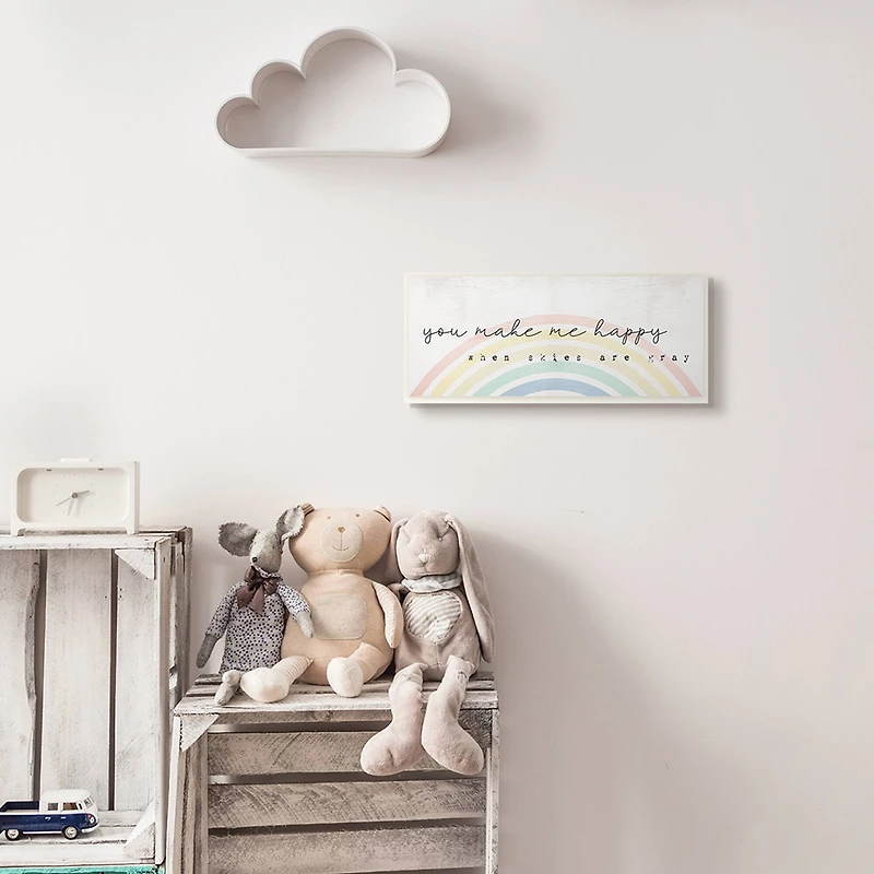 Stupell Industries You Make Me Happy Quote Rustic Rainbow Arches, 7" x 17"