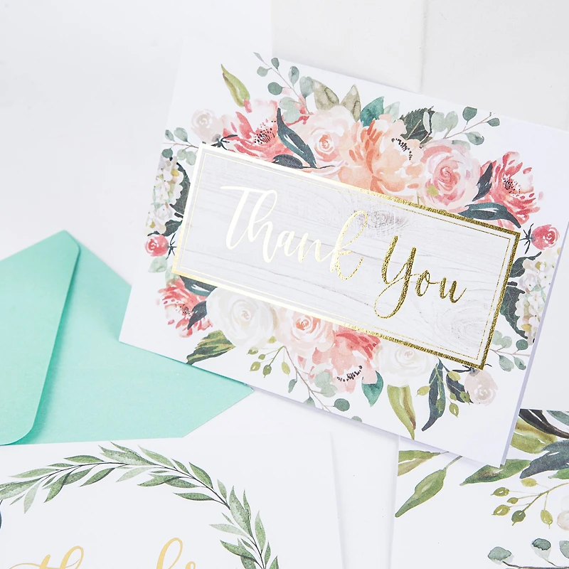 Floral Thank You Cards & Envelopes by Recollections™, 4.25" x 5.5"