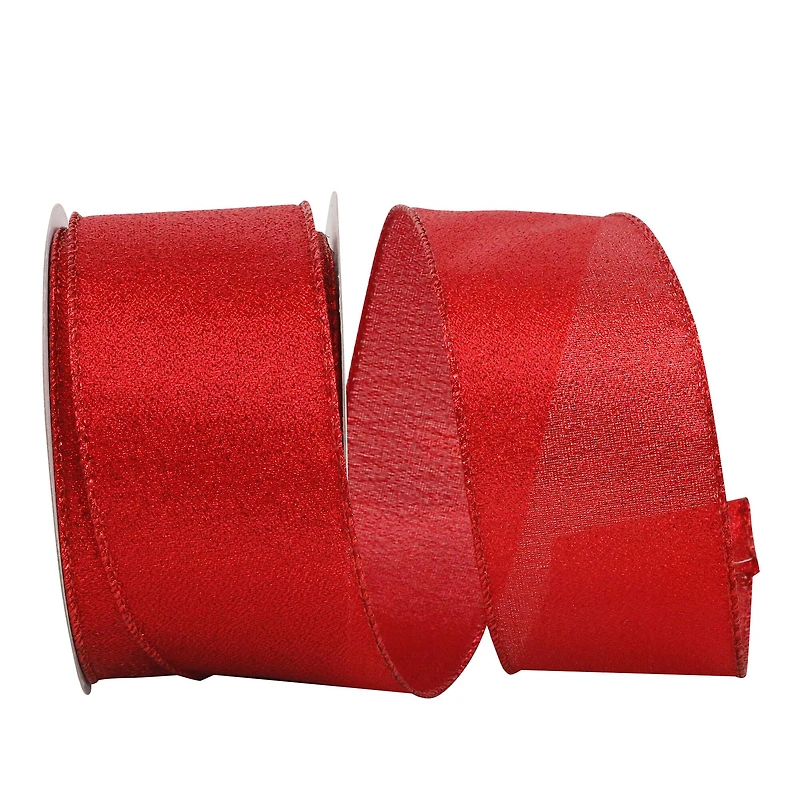 JAM Paper 2.5" x 20 yd. Red Metallic Display Wired Edge Ribbon
