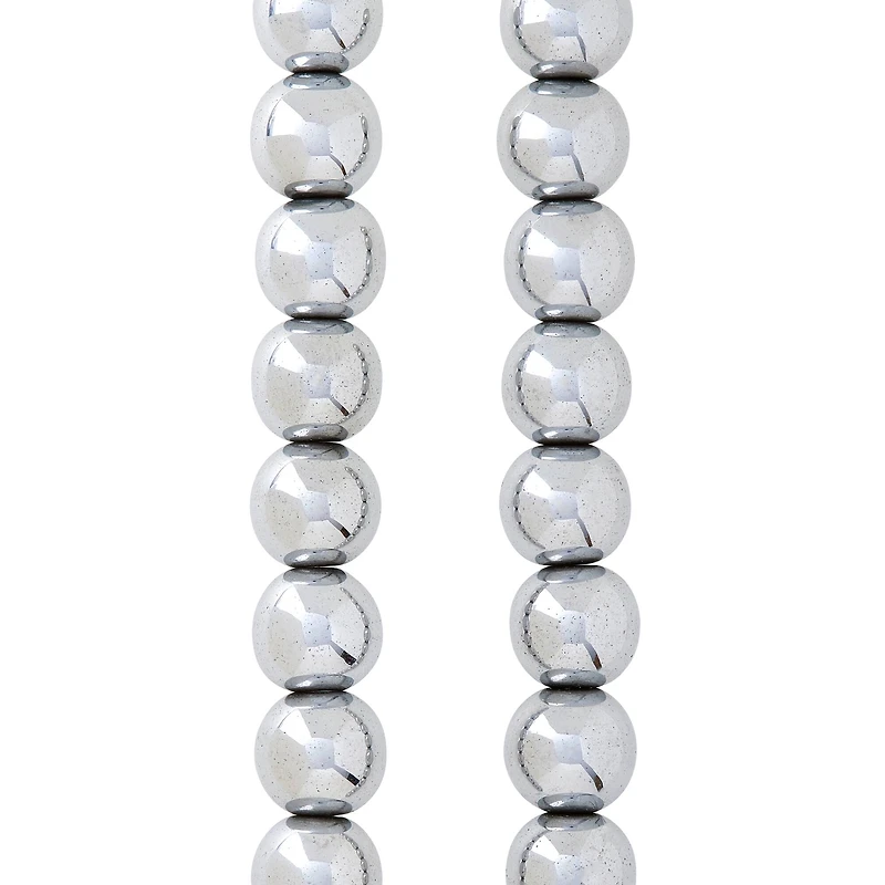 Silver Hematite Round Beads, 10mm by Bead Landing™