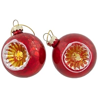 9ct. 2-Finish Silver & Red Glass Retro Reflector Ornaments