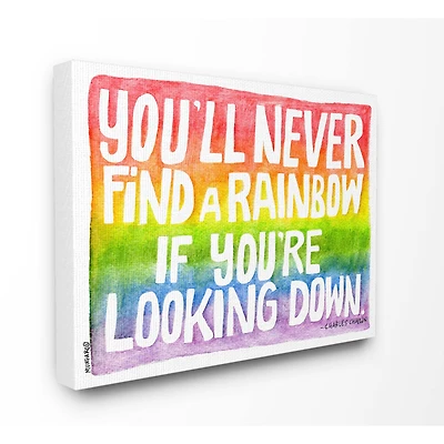Stupell Industries Find A Rainbow Watercolor Typography Canvas Wall Art