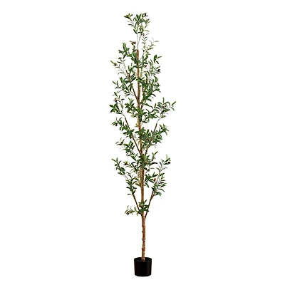 8ft. Potted Artificial Olive Tree with Natural Trunk