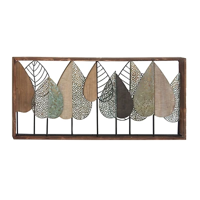 47" Brown Modern Leaves Wall Décor