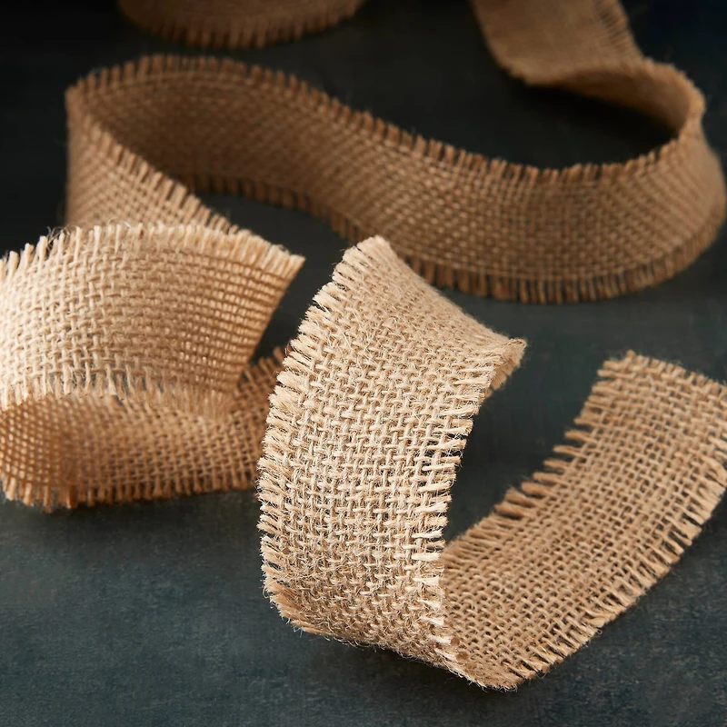 1.5'' x 3yd. Fringe Burlap Ribbon by Celebrate It®