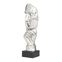 Silver Porcelain Contemporary Sculpture, 17" x 5" x 5"