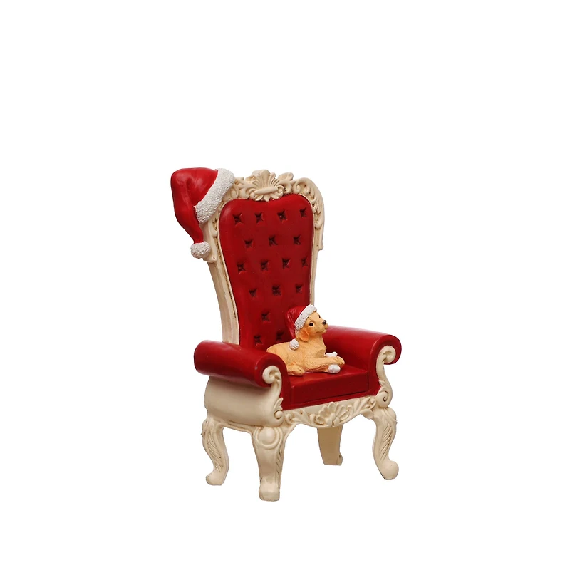 6" Yellow Puppy on Red Tufted Chair Tabletop Décor by Ashland®