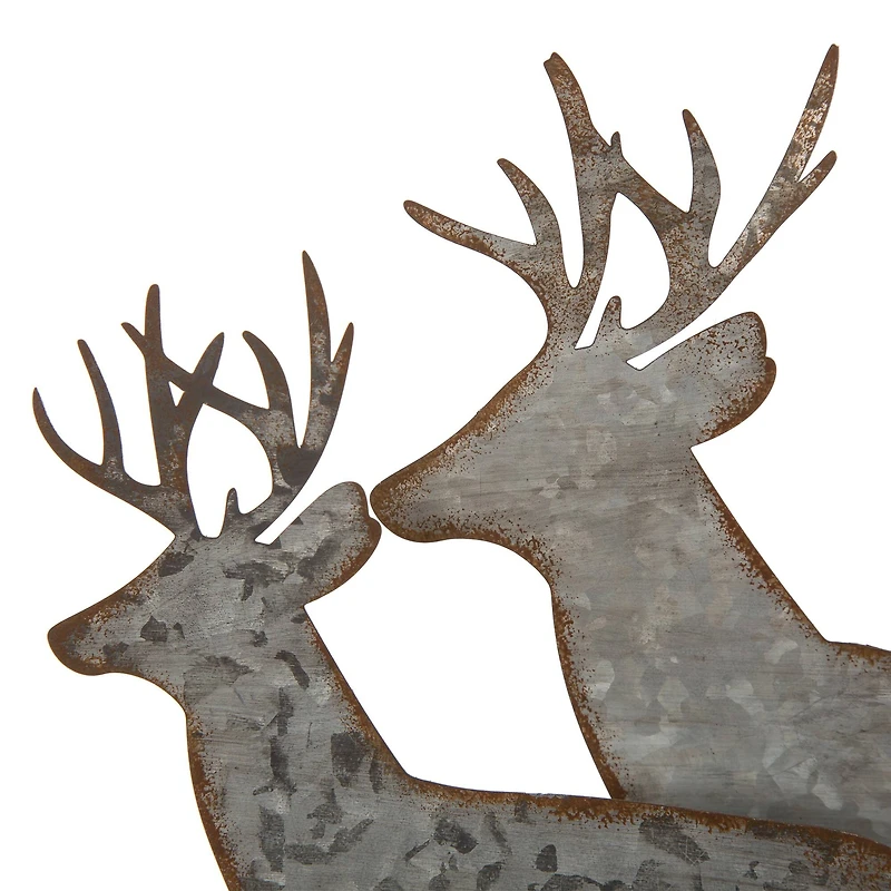 Glitzhome® 13" Galvanized Metal & Wood Reindeer Tabletop Décor