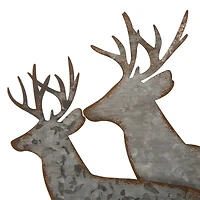 Glitzhome® 13" Galvanized Metal & Wood Reindeer Tabletop Décor