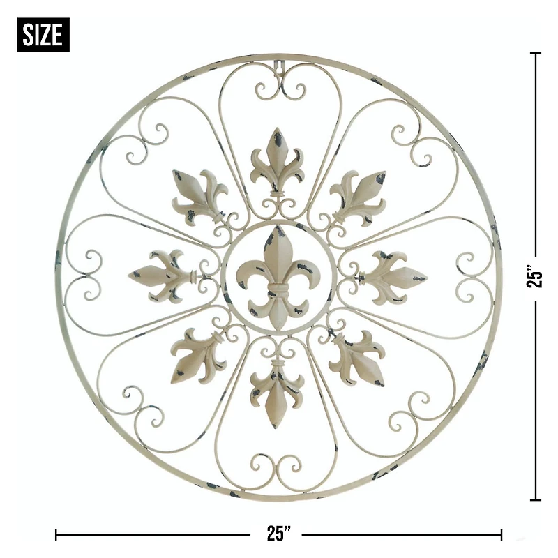 Cream Circular Fleur De Lis Wall Décor