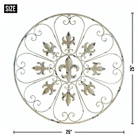 Cream Circular Fleur De Lis Wall Décor