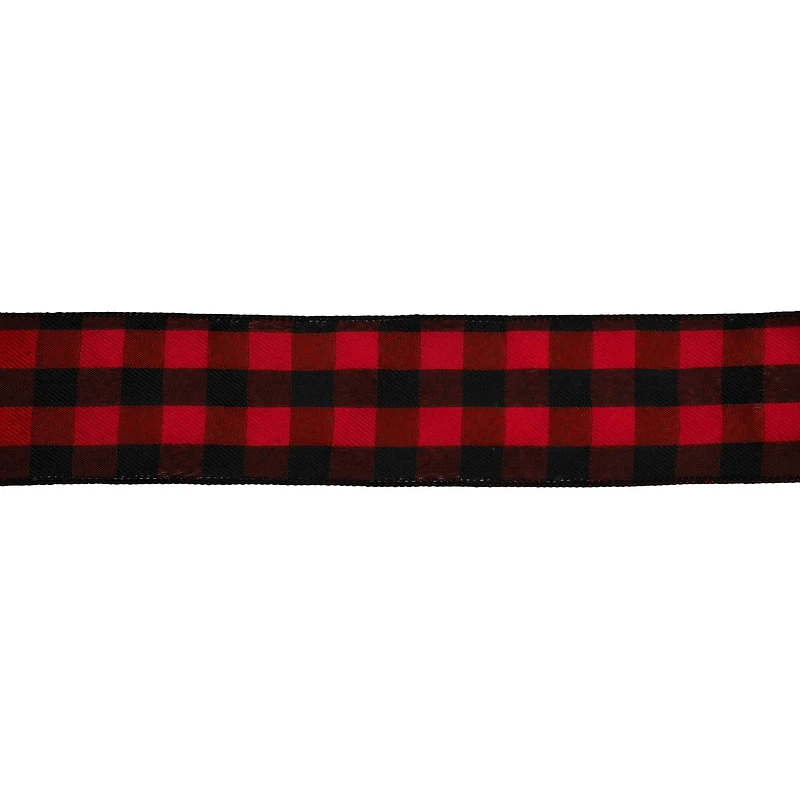 2.5" x 20ft. Red & Black Buffalo Check Wired Ribbon by Celebrate It®