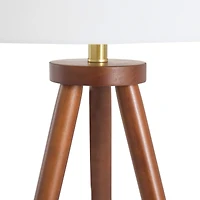Hello Honey® Mid-Century Modern Tripod Wood Floor Lamp with Linen Shade