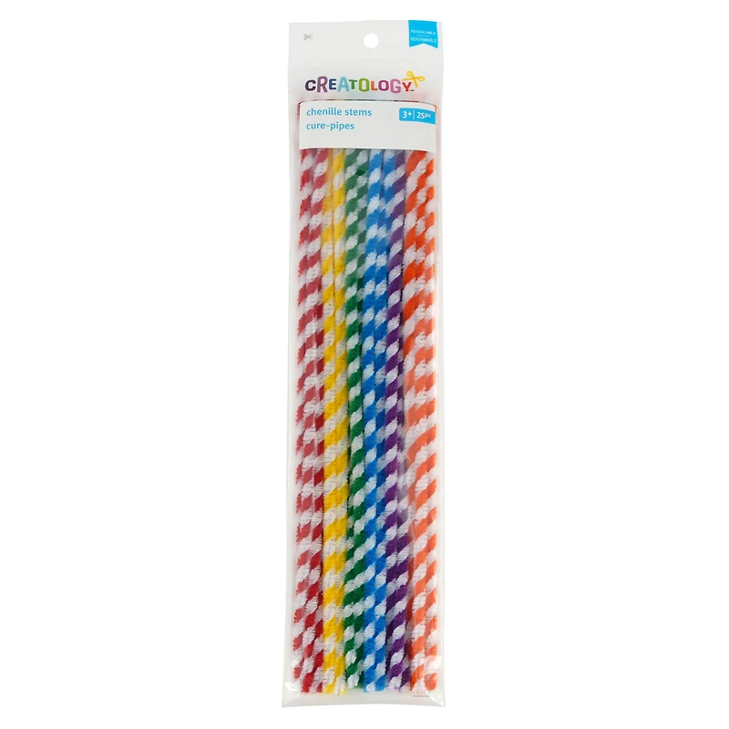 Primary Stripes Mix Chenille Pipe Cleaners, 25ct. by Creatology™