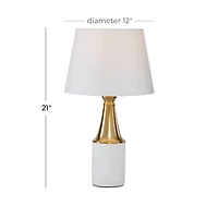 CosmoLiving by Cosmopolitan White Metal Traditional Table Lamp, 21" x 12" x 12"