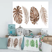 Designart - Tropical Monstera and Palm Leaf In Terracotta